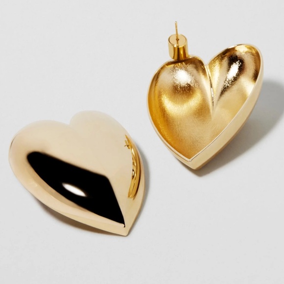 NWT Jennifer Fisher Puffy Heart Earrings Gold - Picture 2 of 8